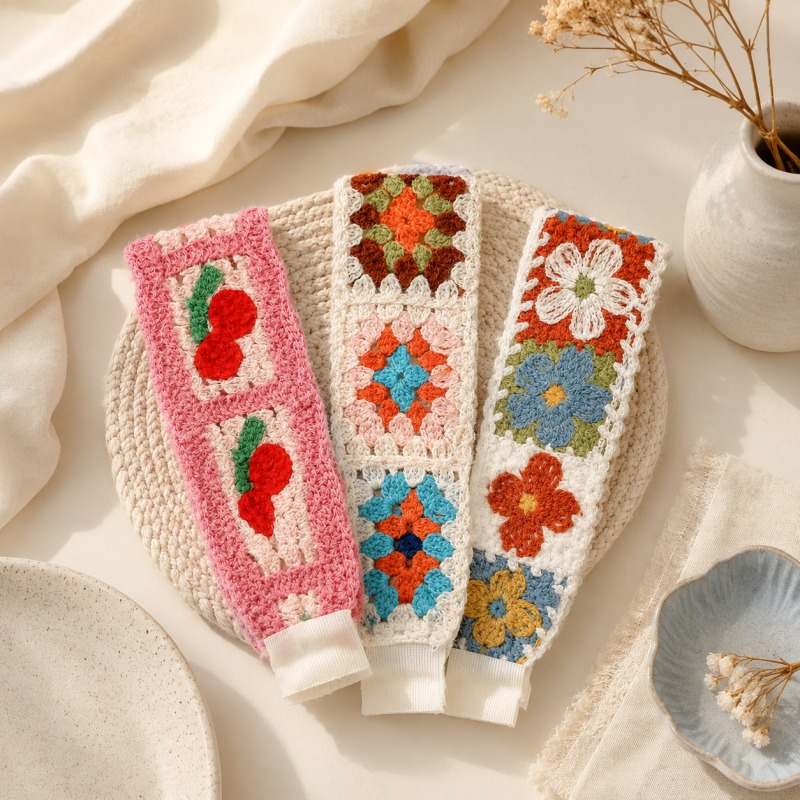 CloudNook Crochet Hair Band-Soft Non-Slip Floral Design