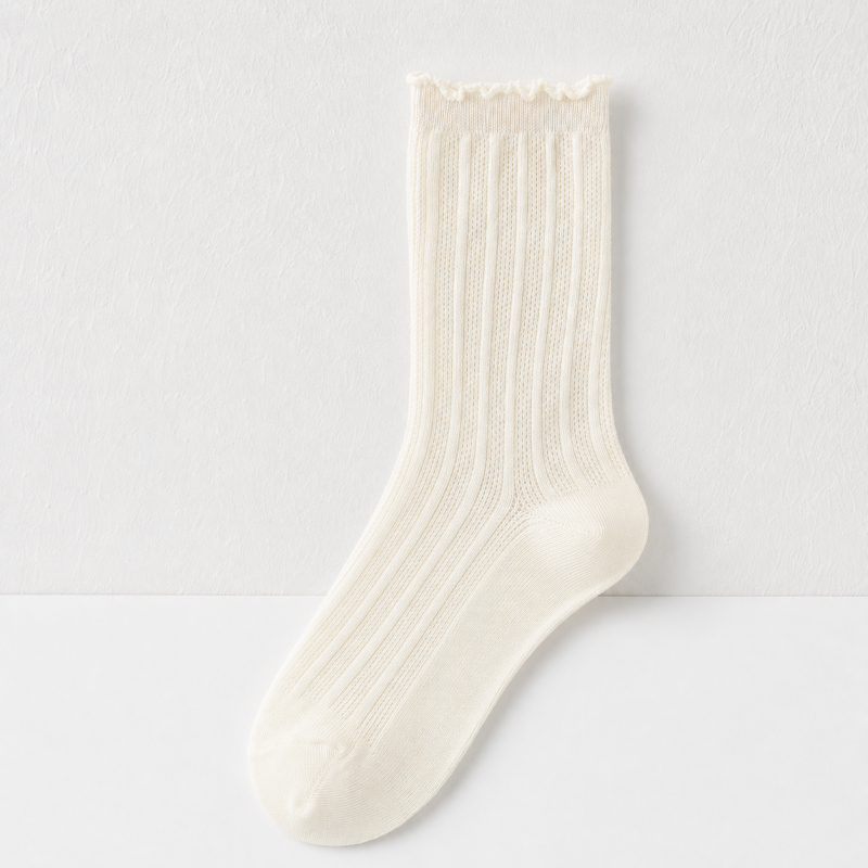 CouldNook Cozy Ruffle Edge Sheer Crew Socks - Gentle Outfit Accent