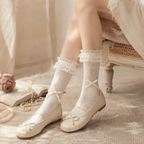 CouldNook Sheer Floral Mid Calf Socks - Delicate Footwear Accent