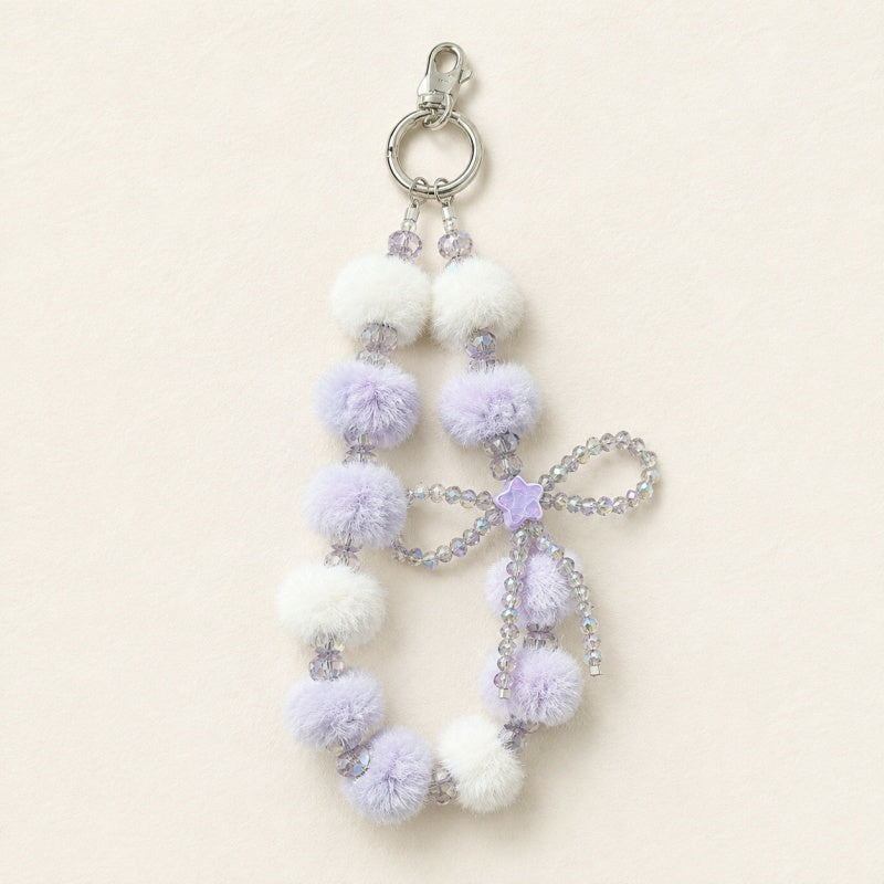CouldNook Fluffy Pom Lanyard - Crystal Phone Charm
