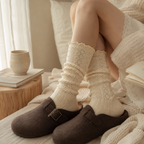 CouldNook Lace Texture Mid Crew Socks - Dress Shoe Accent