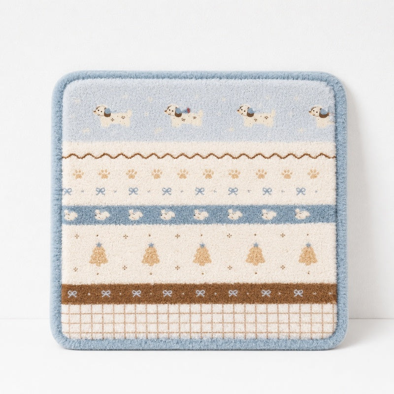 CouldNook Cartoon Puppy Paw Fleece Square Seat Chair Cushion- Non-Slip Winter Chair Pad