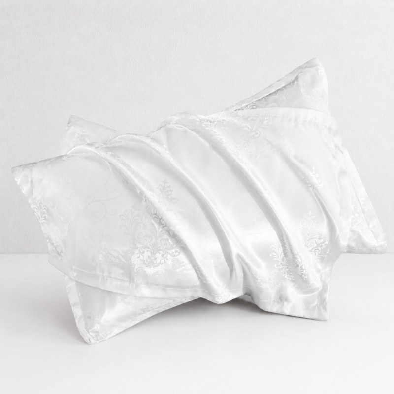 CouldNook Silky Satin Jacquard Cotton Pillowcase 2PCS Set - Elegant Patterned Home Bedding