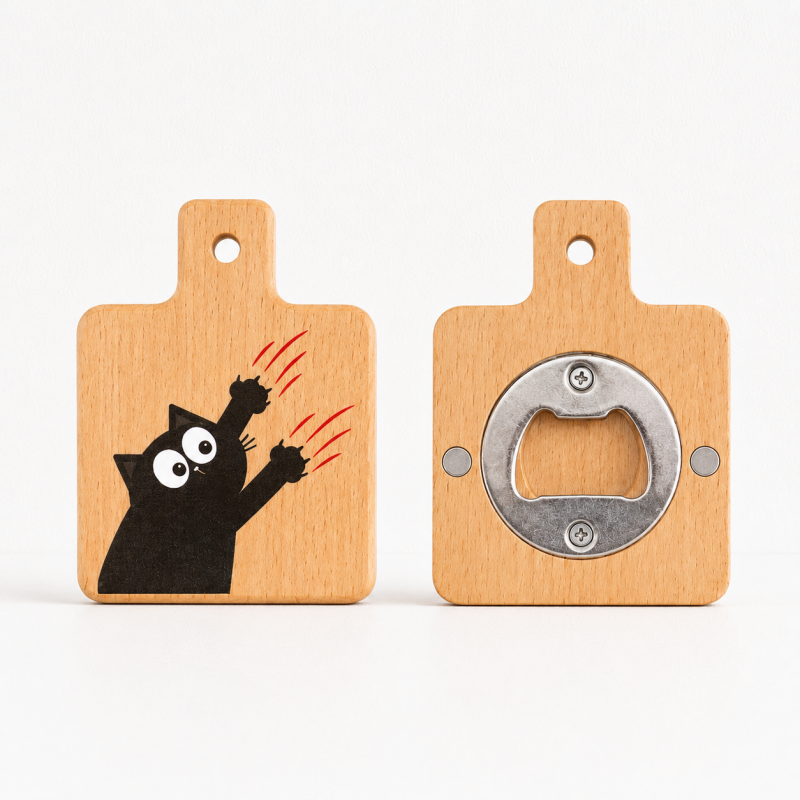 CouldNook Clown Puppy Solid Wood Magnetic Bottle Opener - Kitchen Fridge Magnet