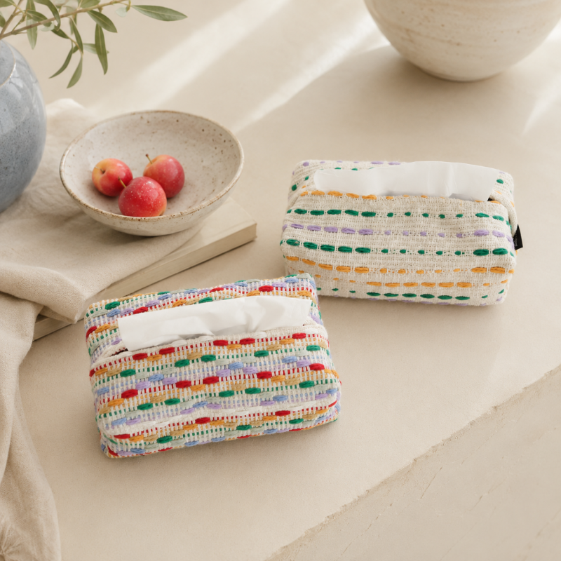 CouldNook Stripe Woven Tissue Bag - Aesthetic Fabric Storage Case