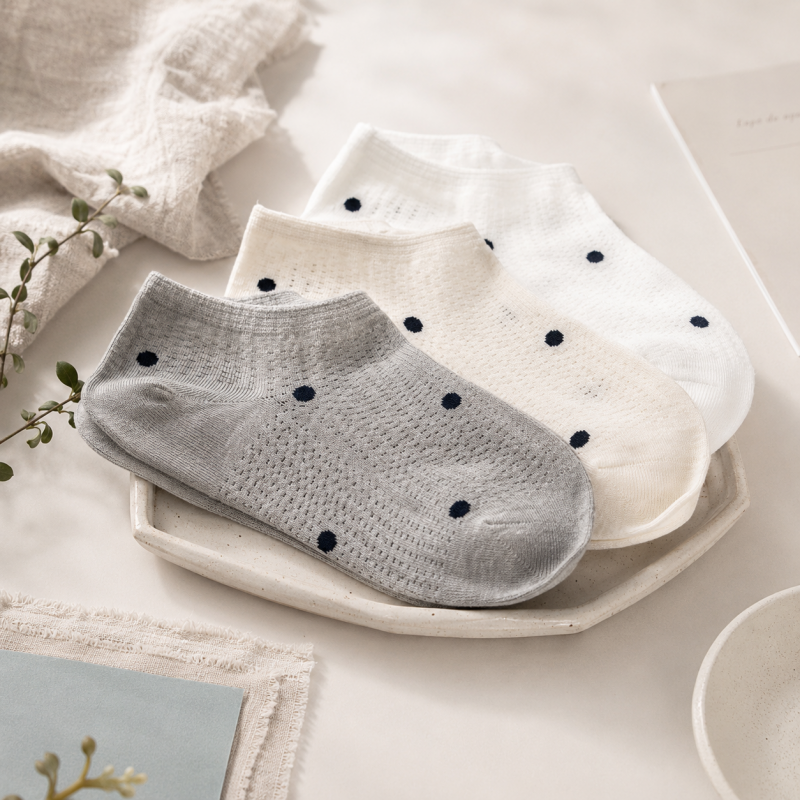 CouldNook Cozy Polka Dot Textured Crew Socks - Playful Drawer Accent