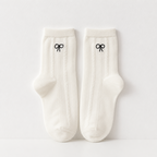 CouldNook Cozy Ruffle Bow Crew Socks - Soft Dress Accent