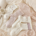 CouldNook Cozy Lace-Up Ruffle Crew Socks - Soft Dress Accent