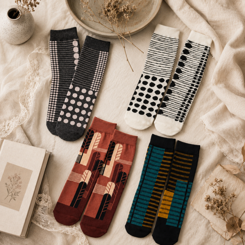 CouldNook Cozy Patterned Crew Socks - Seasonal Drawer Accent