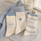 CouldNook Cozy Heart Stripe Crew Socks - Sweet Drawer Accent