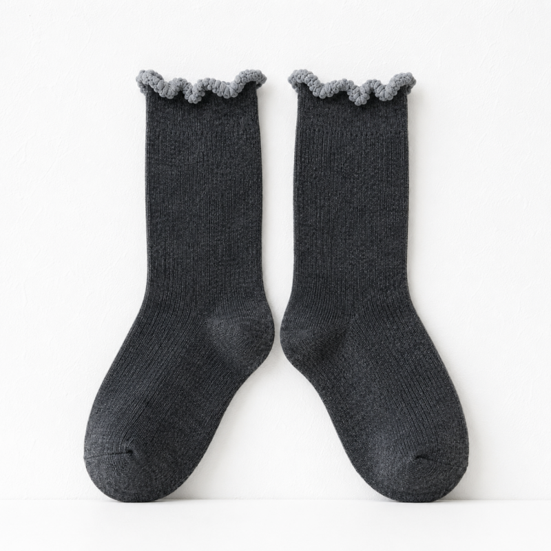 CouldNook Cozy Scalloped Edge Crew Socks - Soft Layered Accent