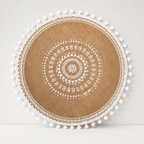 CouldNook Round Burlap Placemat - Fringed Tassel Table Pad