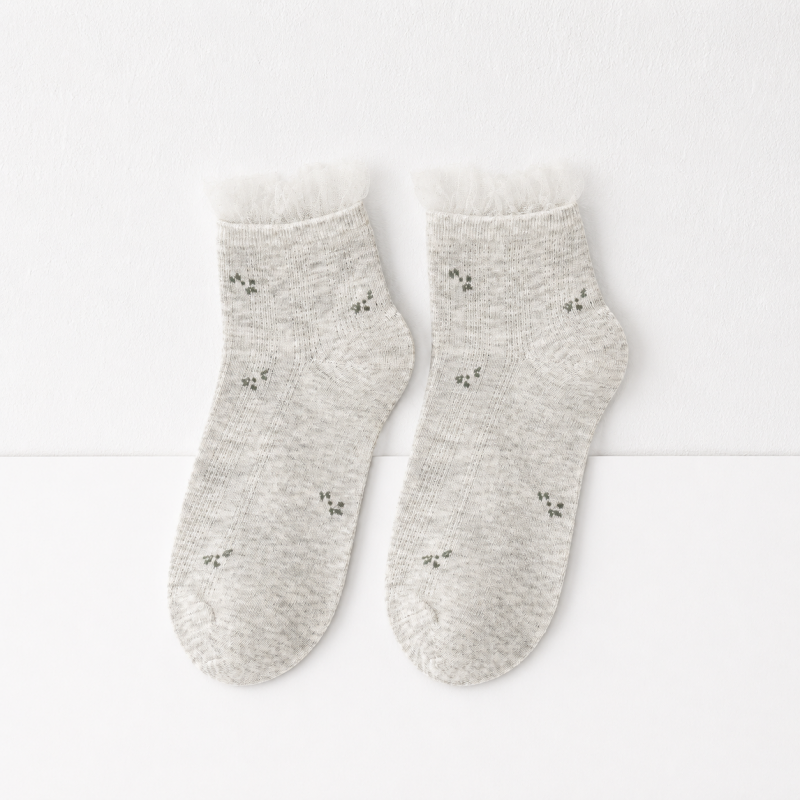 CouldNook Cozy Ruffle Cuff Textured Crew Socks - Soft Lounge Accent