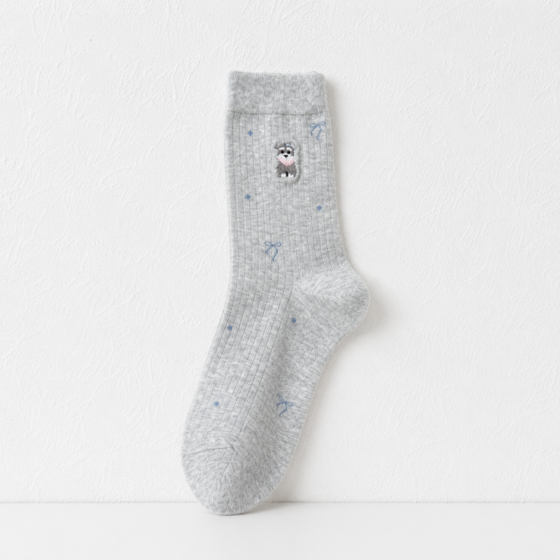 CouldNook Cozy Cat Patch Ribbed Crew Socks - Everyday Outfit Accent