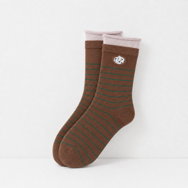 CouldNook Striped Patch Crew Socks - Casual Drawer Accent