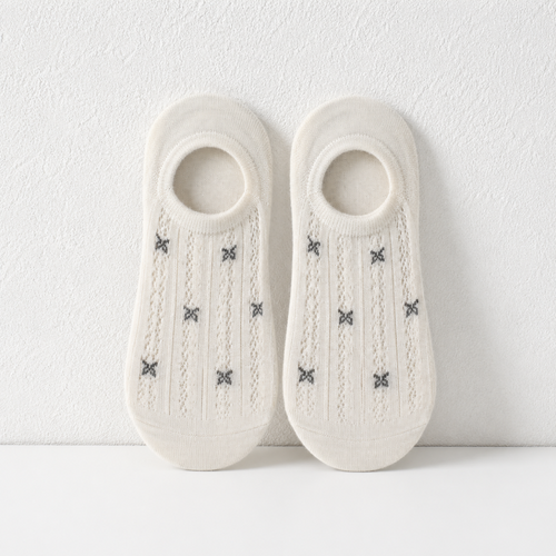 CouldNook Bow Pattern Mesh Ankle Socks - Soft Everyday Accent