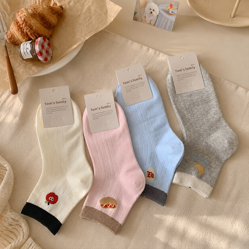 CouldNook Cozy Embroidered Character Crew Socks - Gentle Daily Accent