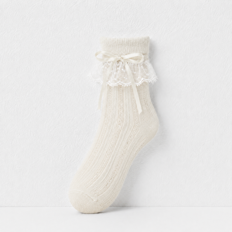 CouldNook Sheer Bow Ruffle Ankle Socks - Soft Shoe Accent