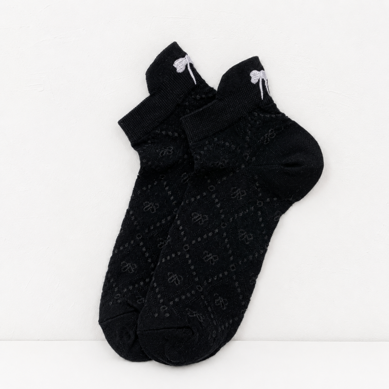 CouldNook Cozy Bow Motif Ankle Socks - Soft Drawer Accent