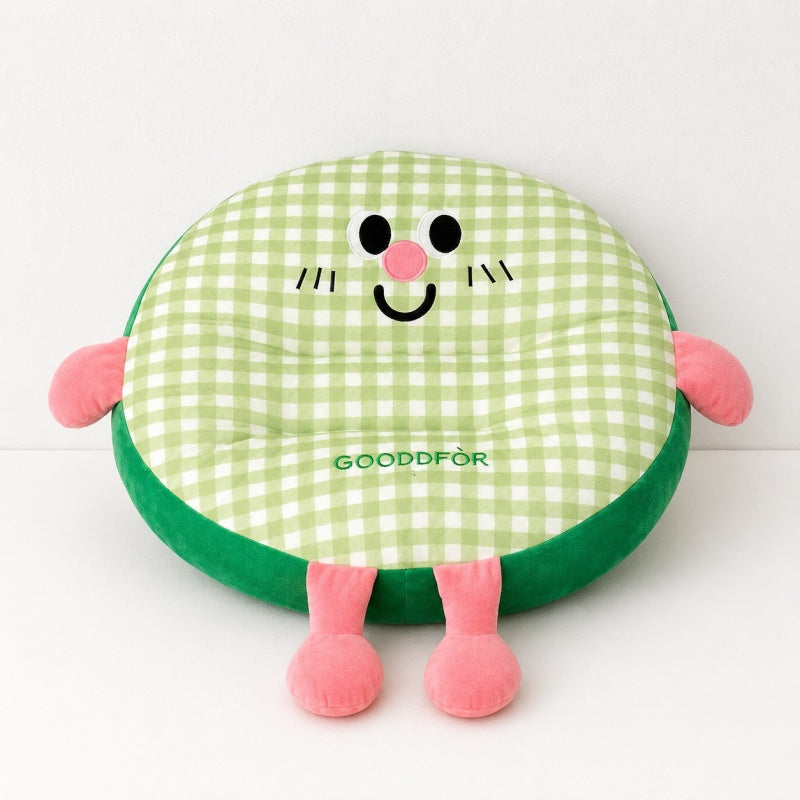 CouldNook Cozy Plaid Plush Round Shaped Seat Cushion - Soft Scalloped Chair Pad