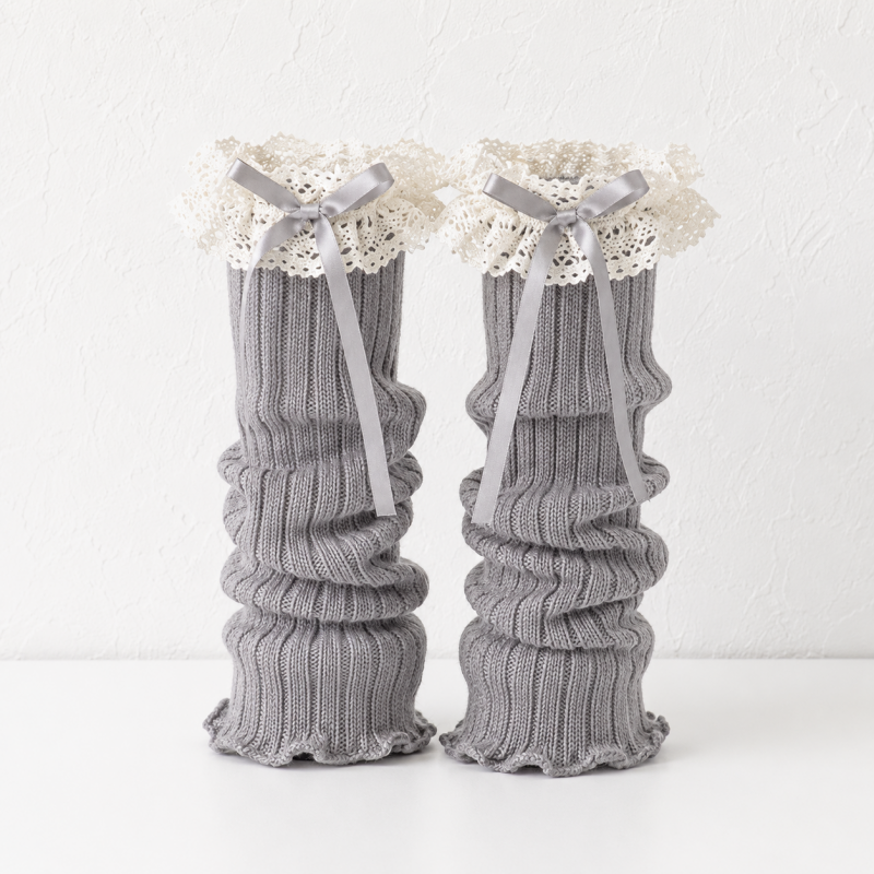 CouldNook Ruffle Bow Slouch Socks - Winter Shoe Accent
