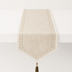 CouldNook Retro Paisley Print Faux Linen Pointed Table Runner - Warm Home Decor