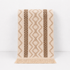 CouldNook Geometric Woven Linen Table Runner - Boho Striped Tassel Decor
