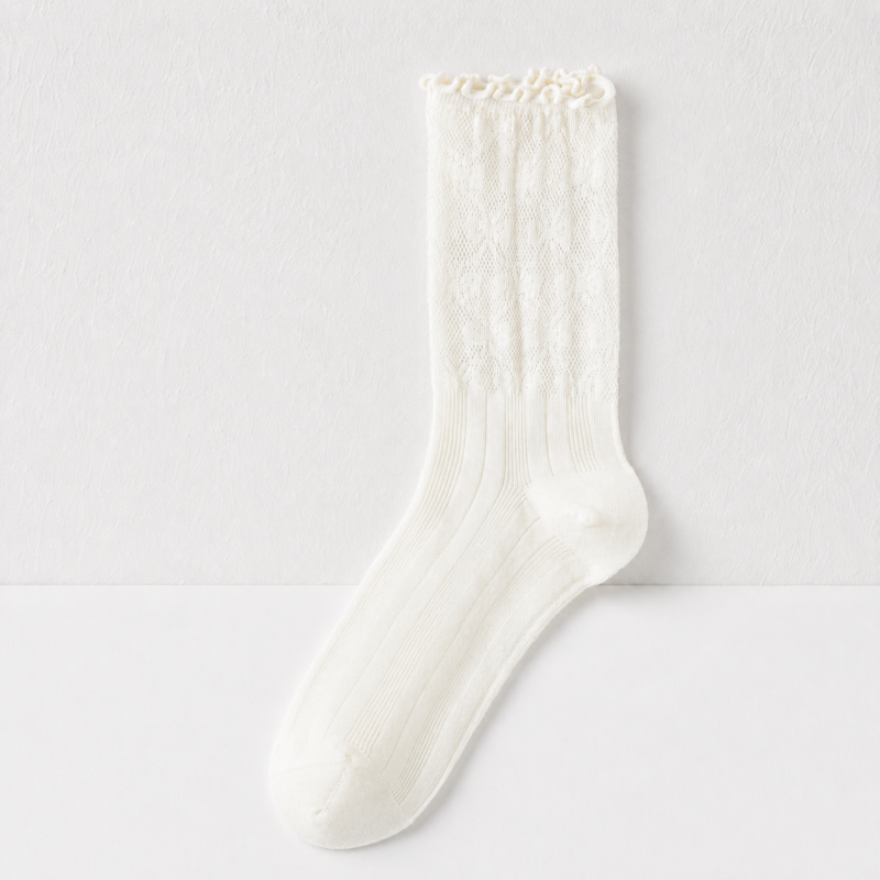 CouldNook Cozy Sheer Lace Ruffle Crew Socks - Gentle Layering Accent