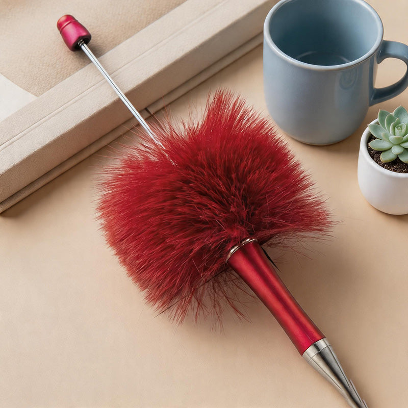 CouldNook Pen-Cute Pom Pom Beaded Ballpoint Pen DIY Creative Plush Ballpoint Pen for Gift & Office