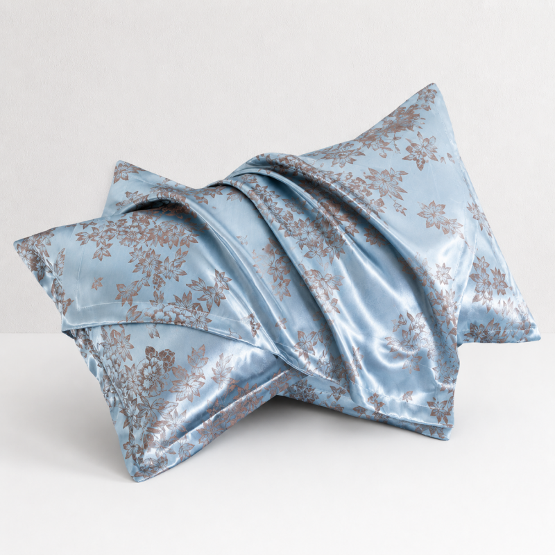 CouldNook Silky Satin Jacquard Cotton Pillowcase 2PCS Set - Elegant Patterned Home Bedding