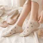 CouldNook Bow Pattern Mesh Ankle Socks - Soft Everyday Accent