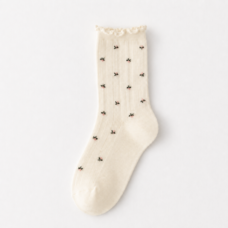 CouldNook Cozy Ruffle Dot Crew Socks - Soft Shoe Accent