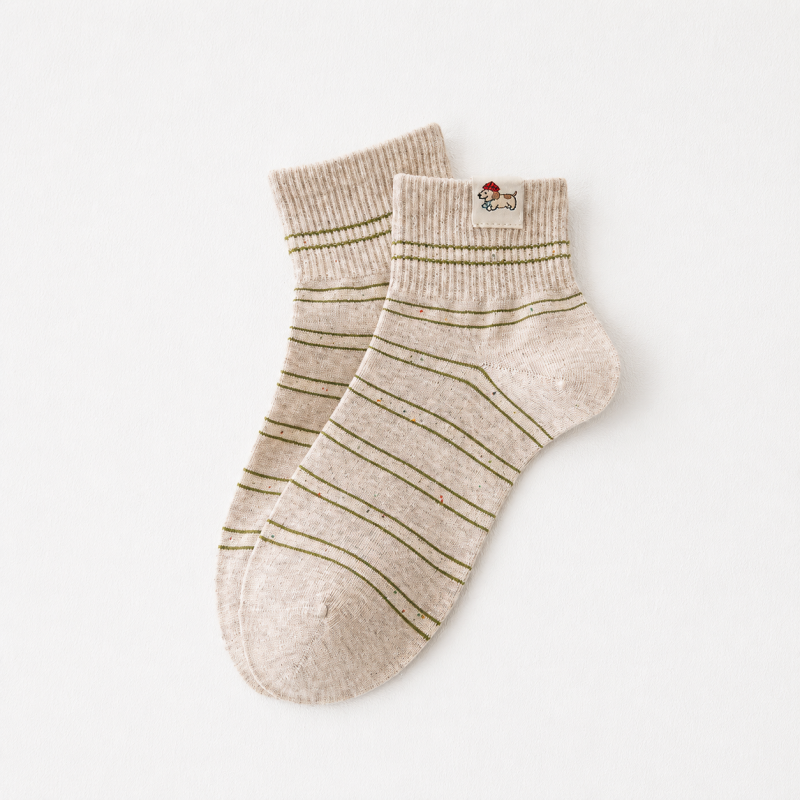 CouldNook Cozy Striped Patch Crew Socks - Casual Drawer Accent