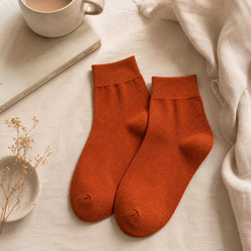 CouldNook Cozy Solid Mid Crew Socks - Soft Everyday Basic