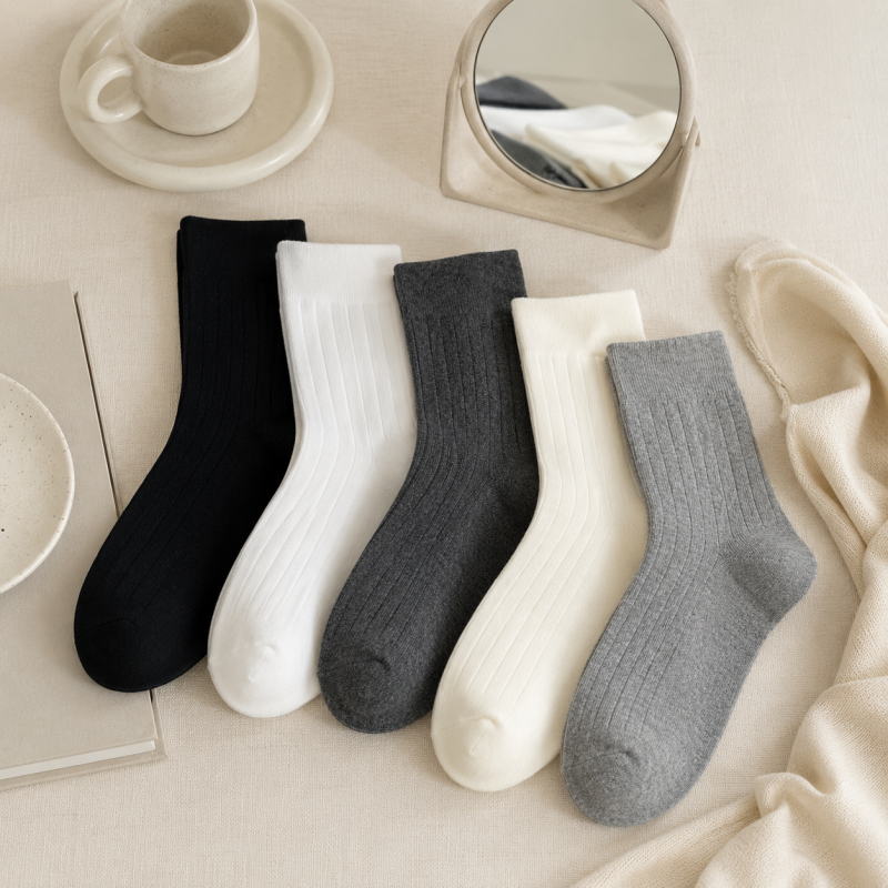 CouldNook Ribbed Bow Accent Crew Socks - Daily Wardrobe Helper