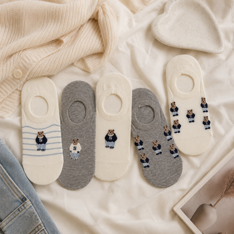 CouldNook Cozy Character No-Show Socks - Playful Shoe Accent