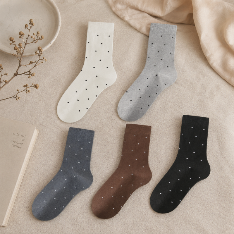CouldNook Combed Cotton Dot Crew Socks - Everyday Pair