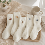 CouldNook Cozy Animal Patch Plush Socks - Warm Home Accent