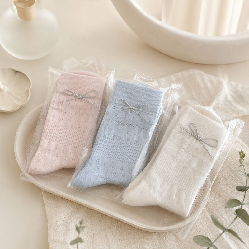 CouldNook Cozy Bow-Packaged Crew Socks - Giftable Drawer Accent