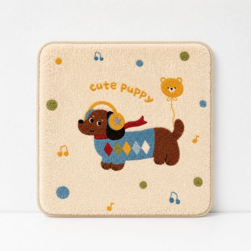 CouldNook Puppy Bear Balloon Polka Dot Fleece Square Seat Chair Cushion- Non-Slip Winter Chair Pad