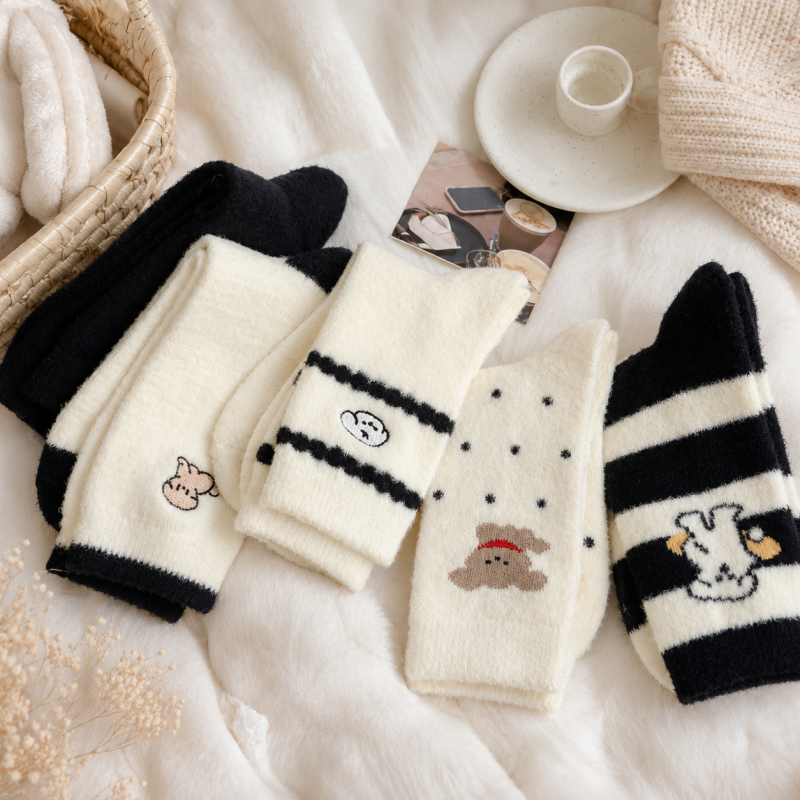 CouldNook Cozy Mixed Motif Crew Socks - Playful Drawer Accent
