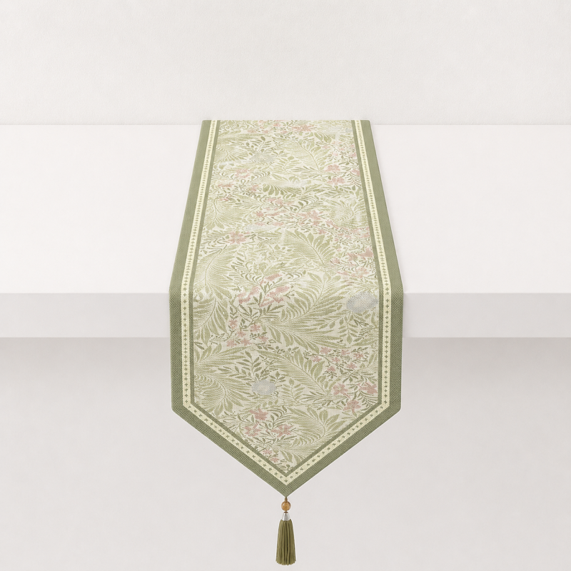 CouldNook Floral Printed Faux Linen Table Runner - Warm Home Decor