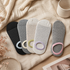 CouldNook Cozy Striped No-Show Socks - Compact Shoe Accent
