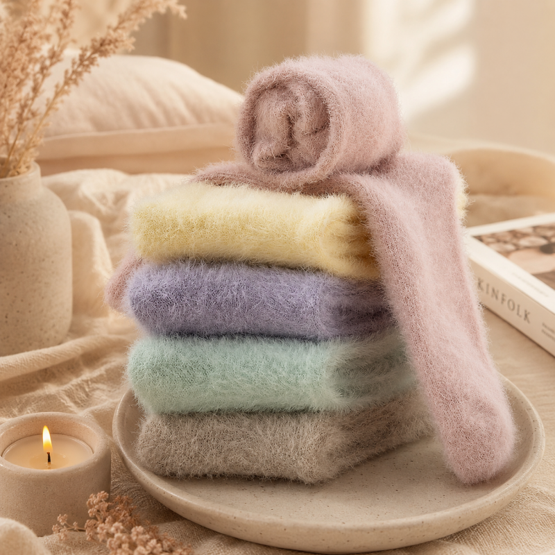 CouldNook Cozy Plush Thermal Crew Socks - Winter Home Accent