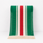 CouldNook Geometric Woven Linen Table Runner - Boho Striped Tassel Decor