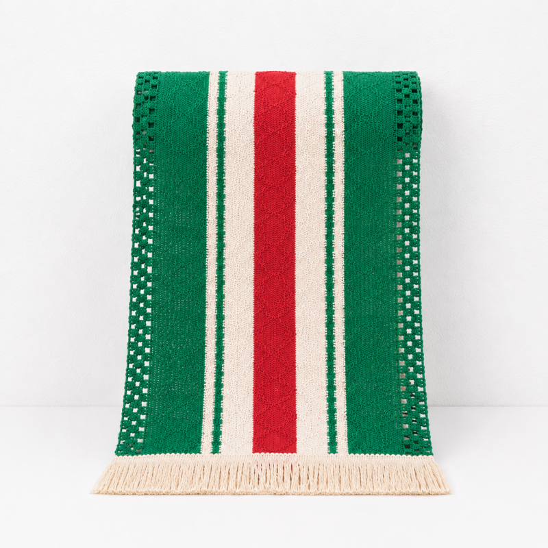 CouldNook Geometric Woven Linen Table Runner - Boho Striped Tassel Decor