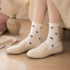 CouldNook Tiny Motif Ruffle Crew Socks - Shoe Styling Accent
