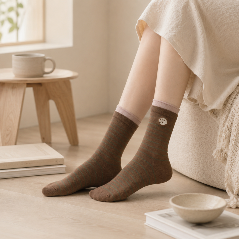 CouldNook Cozy Stripe Logo Crew Socks - Everyday Lounge Accent