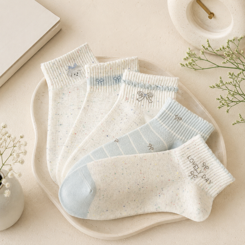 CouldNook Cozy Mixed Motif Ankle Socks - Everyday Drawer Accent