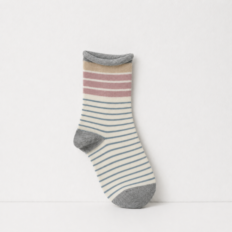 CouldNook Cozy Mixed Stripe Crew Socks - Warm Drawer Accent